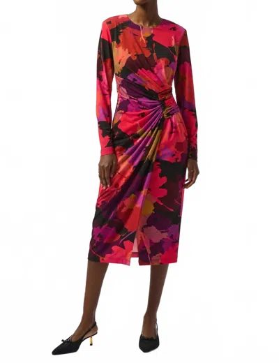Joseph Ribkoff Floral Bodycon Knee Length Dress In Red Multi