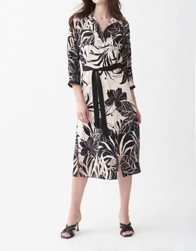 Joseph Ribkoff Floral Dress In Beige/black In Multi