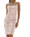 Joseph Ribkoff Floral Embellished Net Yoke Midi Dress In Beige/silver In Neutral