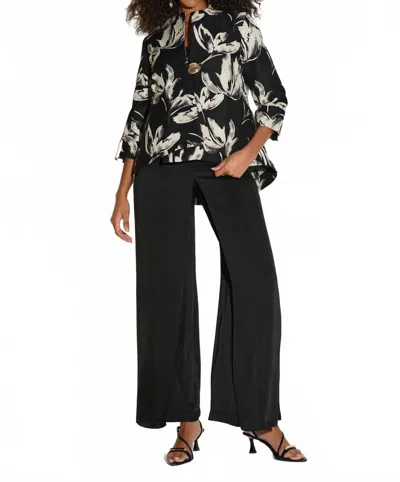 Joseph Ribkoff Floral Jacquard Swing Jacket In Black/off-white In Multi