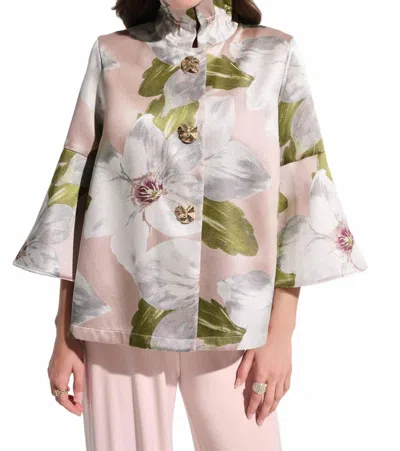 Joseph Ribkoff Floral Jacquard Trapeze Jacket In Multi In Gray
