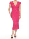 Joseph Ribkoff Floral Lace Midi Trumpet Dress In Geranium In Pink