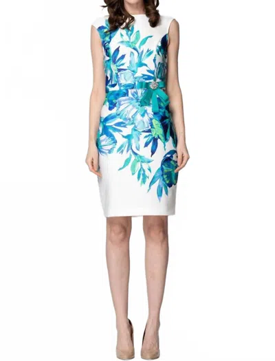 Joseph Ribkoff Floral Mini Dress In White/blue