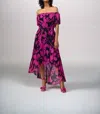 Joseph Ribkoff Floral Off-shoulder Maxi Dress In Purple