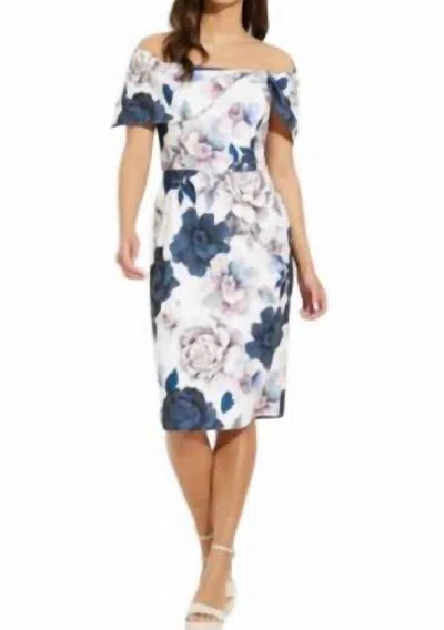 Joseph Ribkoff Floral Off The Shoulder Dress In White