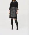 Joseph Ribkoff Floral Print 3/4 Sleeves Cocoon Dress In Black/grey