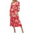 Joseph Ribkoff Satin Floral Print A-line Skirt In Red In Multi
