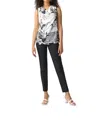 JOSEPH RIBKOFF FLORAL PRINT BLOUSE IN VANILLA & BLACK