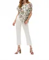 Joseph Ribkoff Floral Print Casual Pullover In Vanilla/multi In Multi