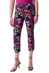 Joseph Ribkoff Floral Print Cropped Pants In Black/multi In Multi
