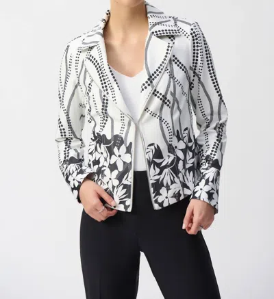 Joseph Ribkoff Floral Print Jacket In Vanilla/black In Multi
