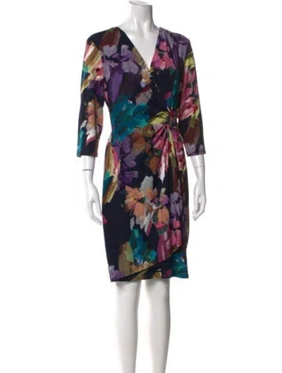 Pre-owned Joseph Ribkoff Floral Print Knee-length Dress W/ Tags In Multi
