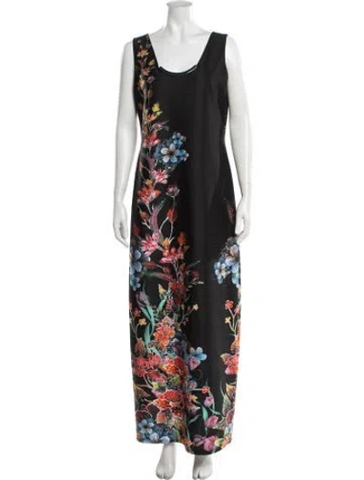 Pre-owned Joseph Ribkoff Floral Print Long Dress W/ Tags In Black