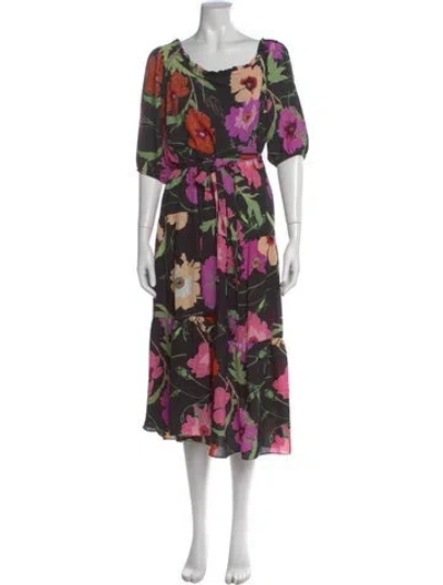 Pre-owned Joseph Ribkoff Floral Print Midi Length Dress In Multi