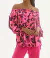 Joseph Ribkoff Floral Print Satin Off-shoulder Boxy Top In Black/multi In Multi