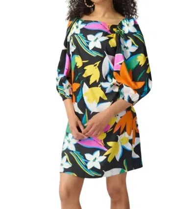 Joseph Ribkoff Floral Print Scarf Dress In Black Multi