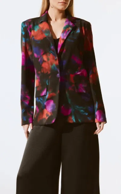 Joseph Ribkoff Floral Print Straight Blazer In Floral/multi In Black