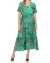 Joseph Ribkoff Floral Print Tiered Maxi Dress In Green/multi In Green
