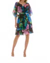 Joseph Ribkoff Floral Print Tiered Ruffle Midi Dress In Black/multi In Multi