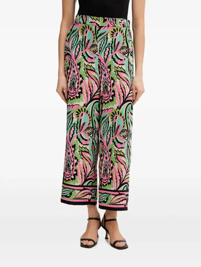 Joseph Ribkoff Floral-print Trousers In Burgundy