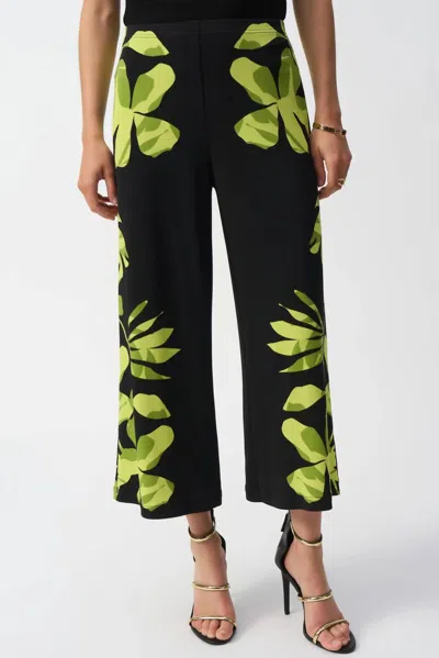 Joseph Ribkoff Floral Pull On Culotte Pants In Black/multi