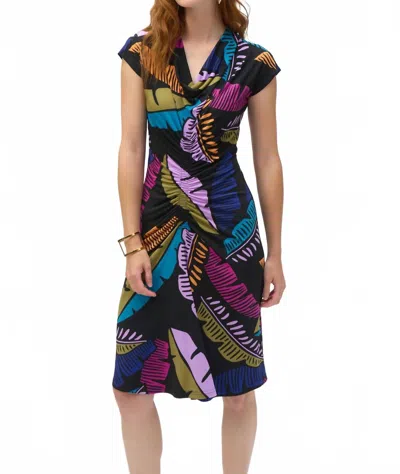 Joseph Ribkoff Floral Ruched Bodycon Dress In Black Multi