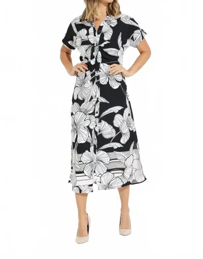 Joseph Ribkoff Floral Shirt Dress In Black
