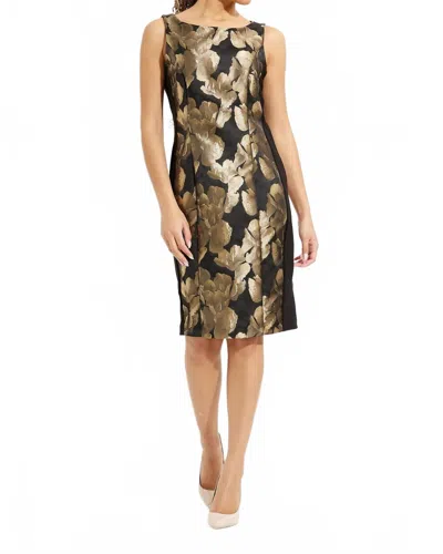 Joseph Ribkoff Floral Sleeveless Sheath Dress In Black/bronze