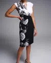 Joseph Ribkoff Floral Two-tone Dress In Black/multi In Black