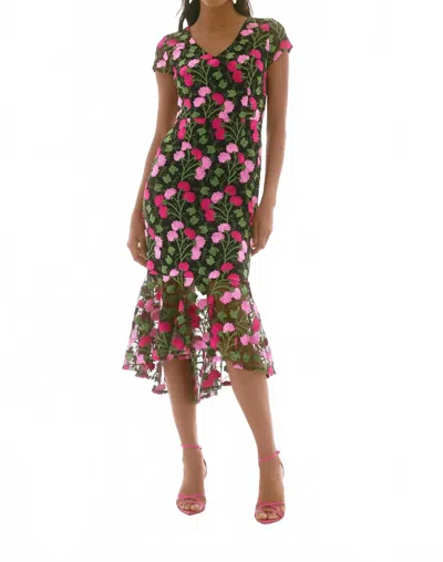 Joseph Ribkoff Floral V-neck Midi Dress In Black Multi
