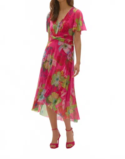 Joseph Ribkoff Floral V-neck Wrap Dress In Pink Floral Multi