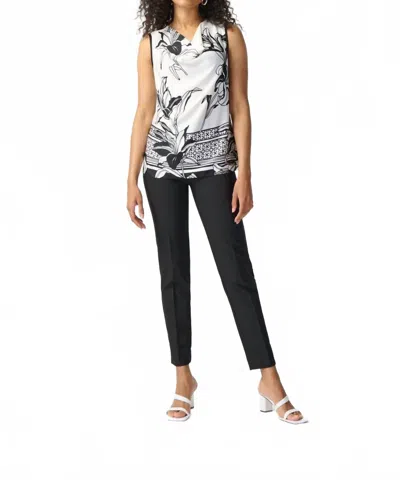 Joseph Ribkoff Floral Woven Top In Vanilla/black