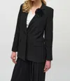 Joseph Ribkoff Flower Pin Boxy Blazer Jacket In Black