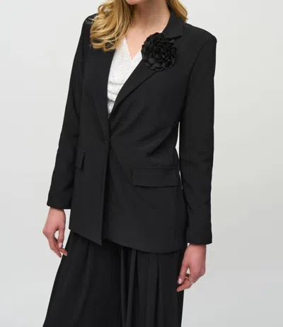 Joseph Ribkoff Flower Pin Boxy Blazer Jacket In Black