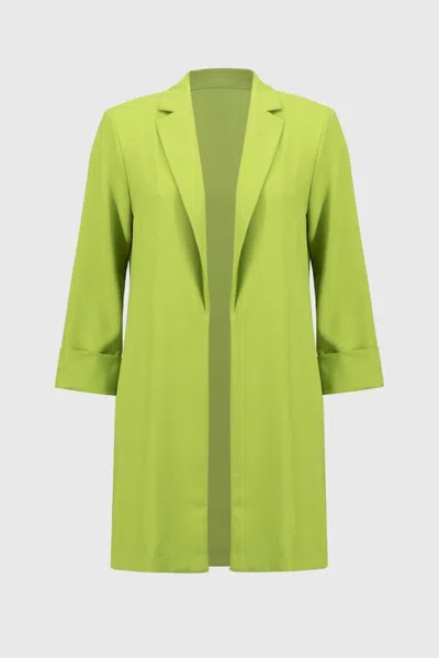 JOSEPH RIBKOFF FLOWY LIGHT NOTCHED LONGLINE BLAZER IN GREEN