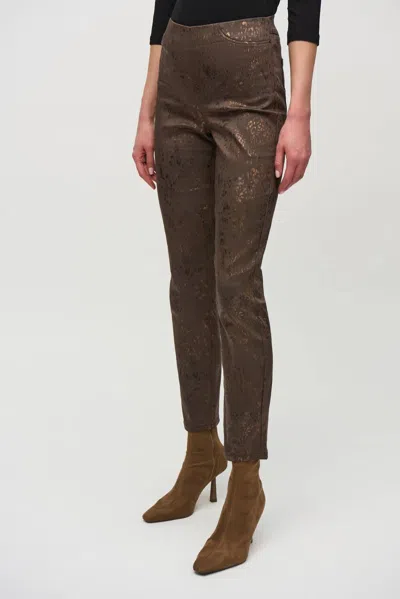 Joseph Ribkoff Foiled Animal Classic Slim Denim Pants In Brown