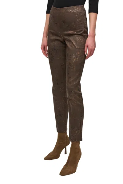 Joseph Ribkoff Foiled Animal Classic Slim Denim Pants In Brown/multi