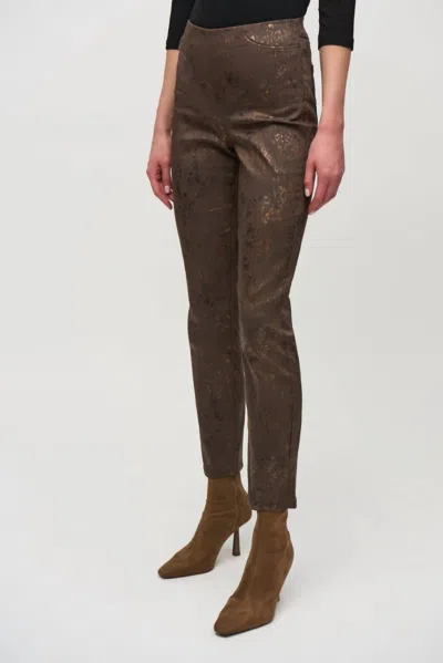 JOSEPH RIBKOFF FOILED ANIMAL PRINT DENIM PANT IN BROWN/MULTI