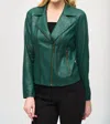 Joseph Ribkoff Foiled Knit Moto Jacket In Absolute Green