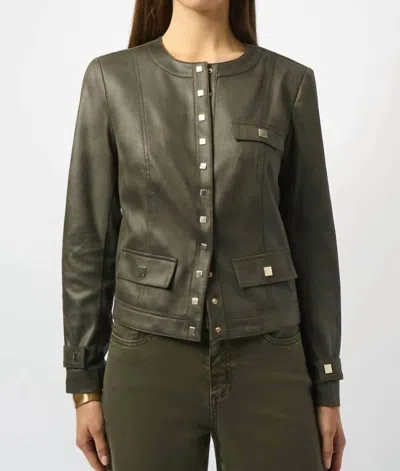 Joseph Ribkoff Foiled Faux Suede Jacket In Avocado In Gray