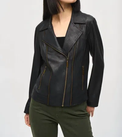 Joseph Ribkoff Foiled Faux Suede Jacket In Black