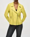 Joseph Ribkoff Foiled Faux Suede Jacket In Wasabi