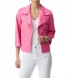 Joseph Ribkoff Foiled Faux Suede Swing Jacket In Bubble Gum In Pink