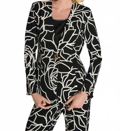 Joseph Ribkoff Foiled Floral Blazer In Black/vanilla