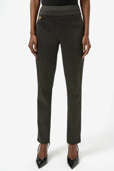 Joseph Ribkoff Foiled Heavy Knit Slim Fit Pants In Black/gold