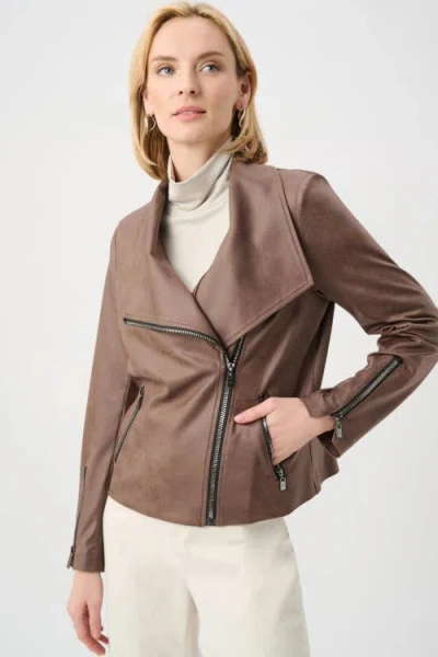 Joseph Ribkoff Foiled Knit Fitted Jacket In Brown
