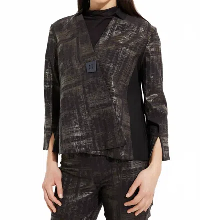 JOSEPH RIBKOFF FORMAL ABSTRACT BUTTONED JACKET IN BLACK