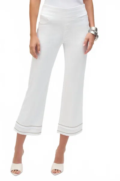 Joseph Ribkoff Fringe Beaded Pull On Cropped Jean In White