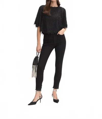 Joseph Ribkoff Fringe Blouse In Black