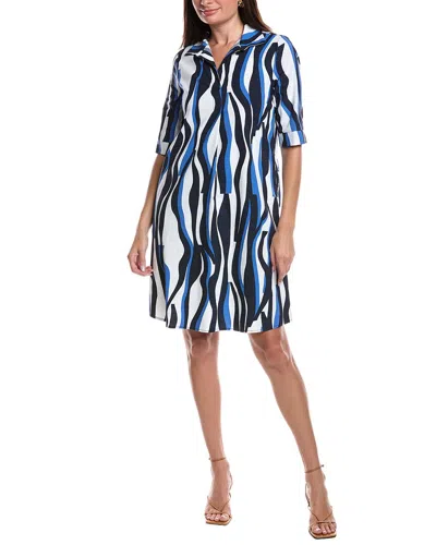 Joseph Ribkoff Stretch Poplin Trapeze Shirt Dress In Blue